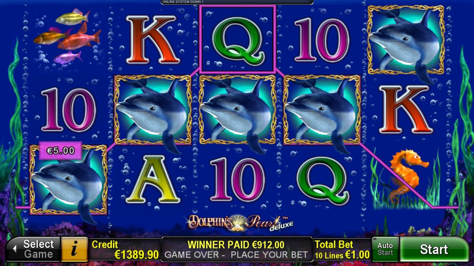 Dolphins Pearl Deluxe 10 interfaz de ranura