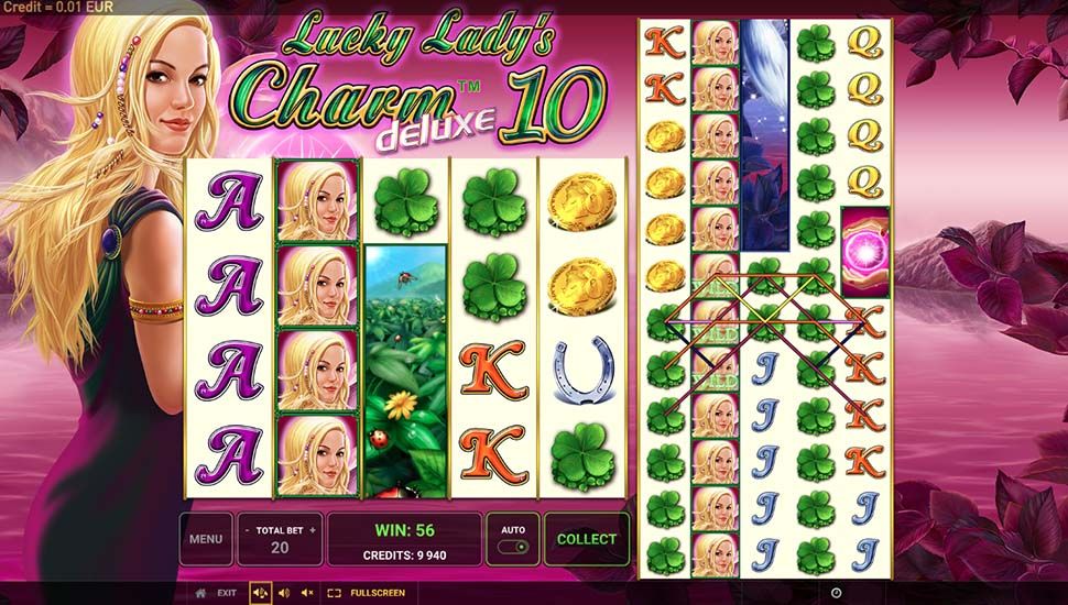 Lucky Ladys Charm Deluxe 10 Win Ways interfaz de ranura
