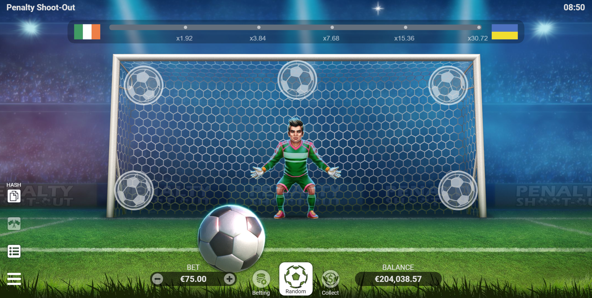 Penalty Shoot Out interfaz de ranura