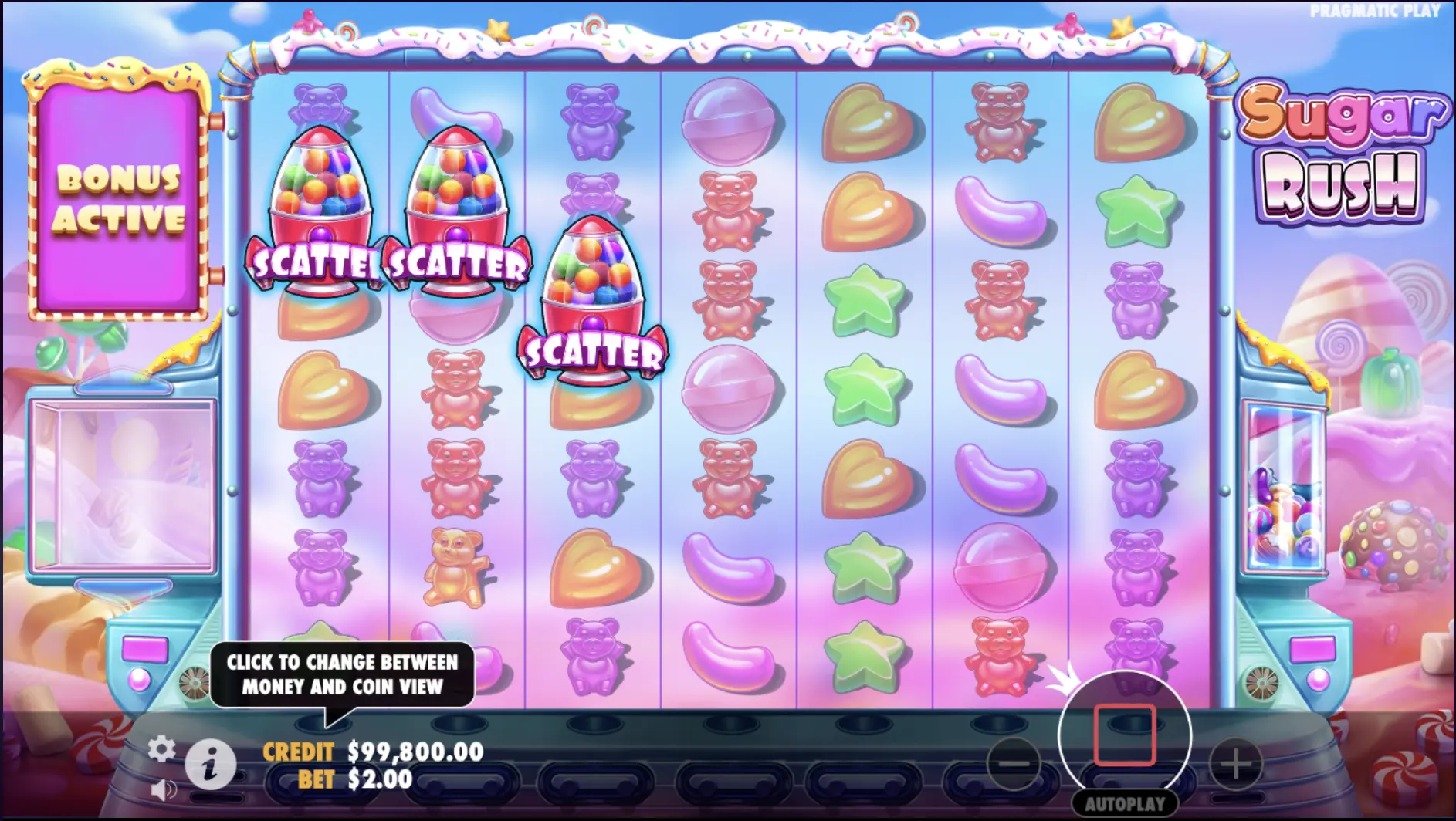 Sugar Rush interfaz de ranura