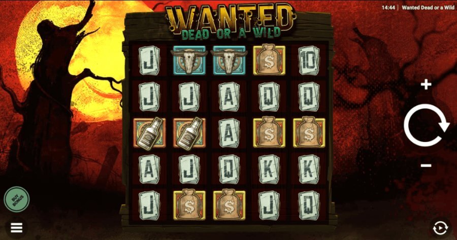 Wanted Dead or a Wild interfaz de ranura